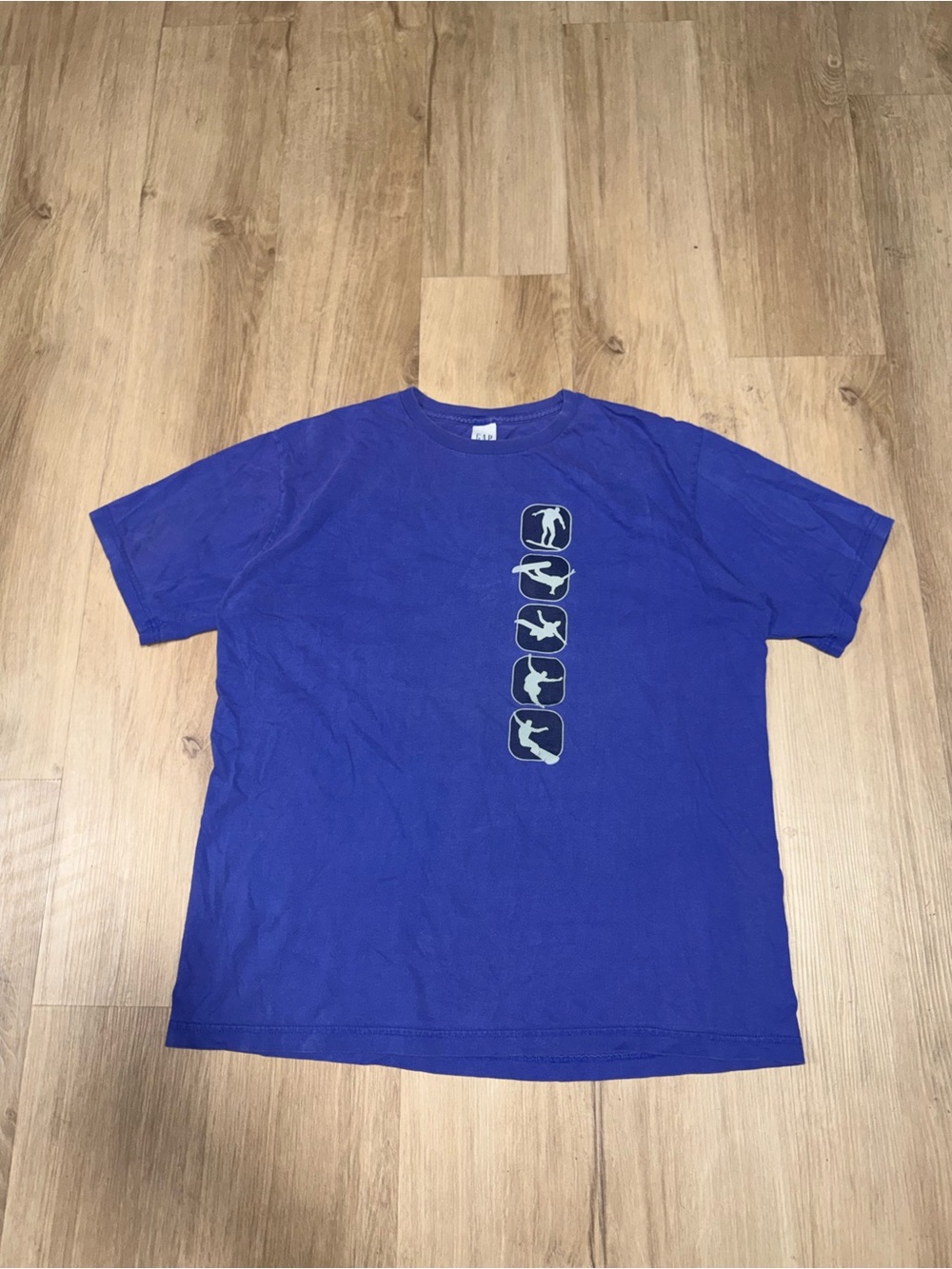 GAP Blue Short Sleeve Tee with Vertical Action Silhouettes